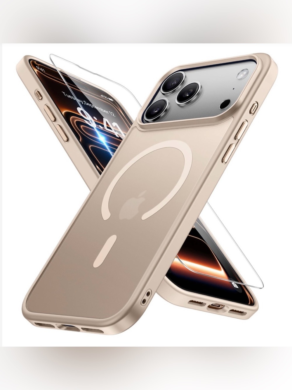 iPhone 17 PRO SLIM THIN Case with Screen Protector 6.3” - GOLD